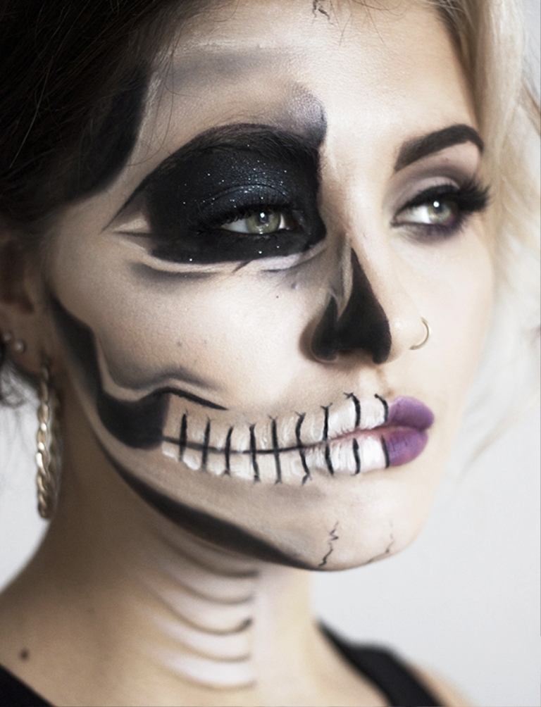 14. Halloween Half Face Makeup Ideas