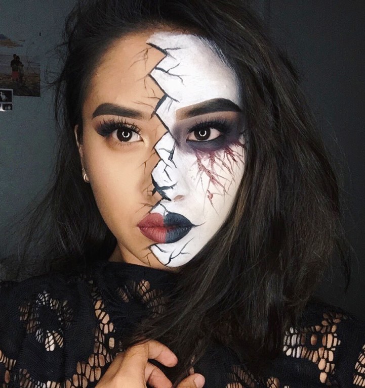 15. Halloween Half Face Makeup Ideas