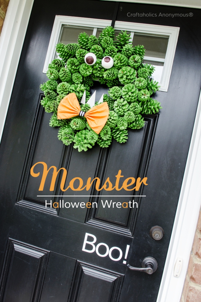 Pinecone Monster Halloween Wreath