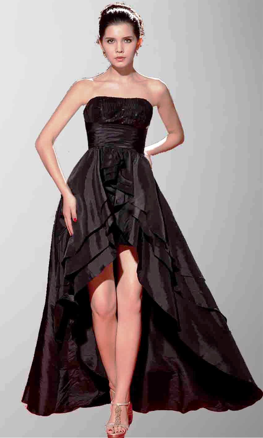 Bridesmaid high Low Dress In Black (2)