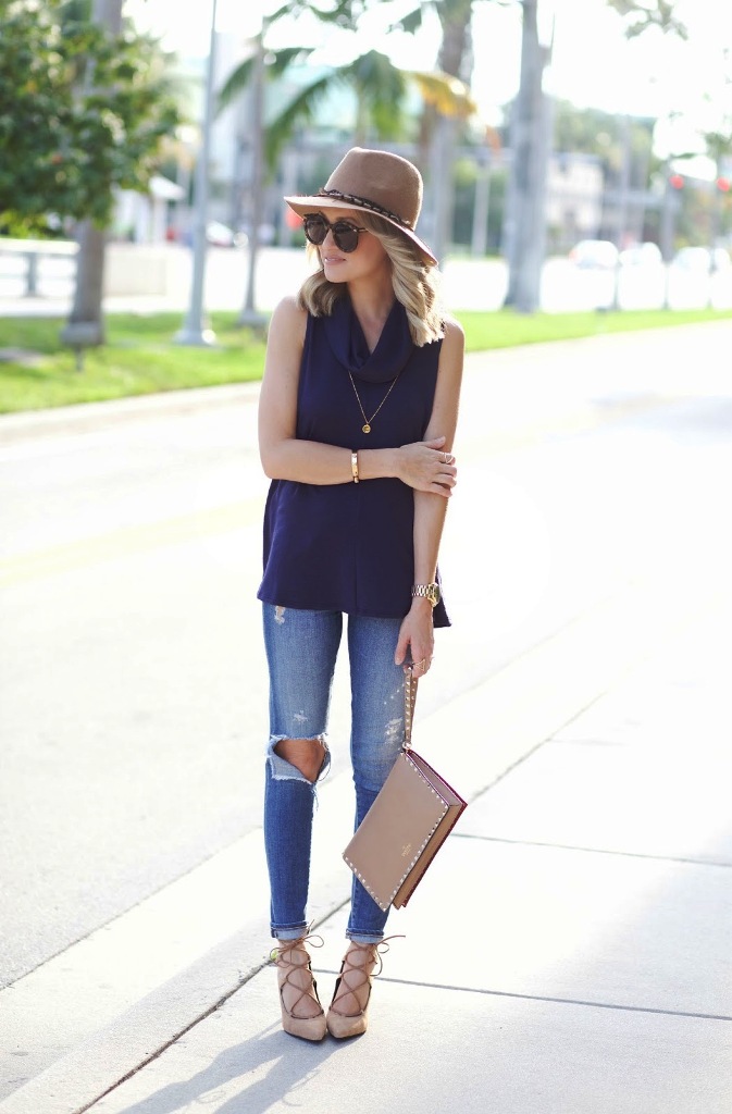 49-Cowl Neck Top Street Style