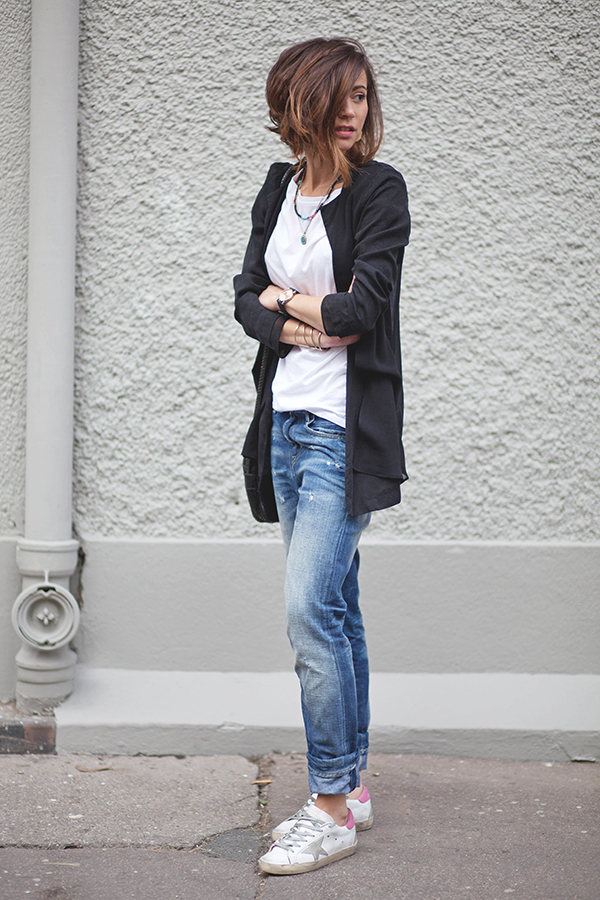 Tomboy Style with White Sneakers
