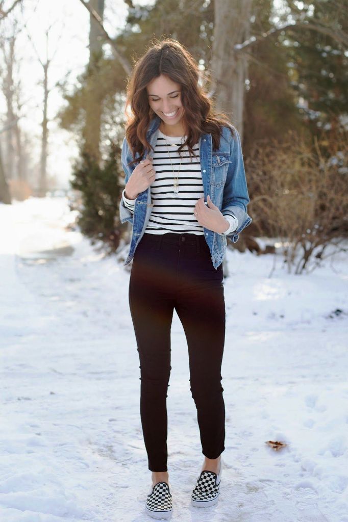 Winter Outfits With Checkered Vans