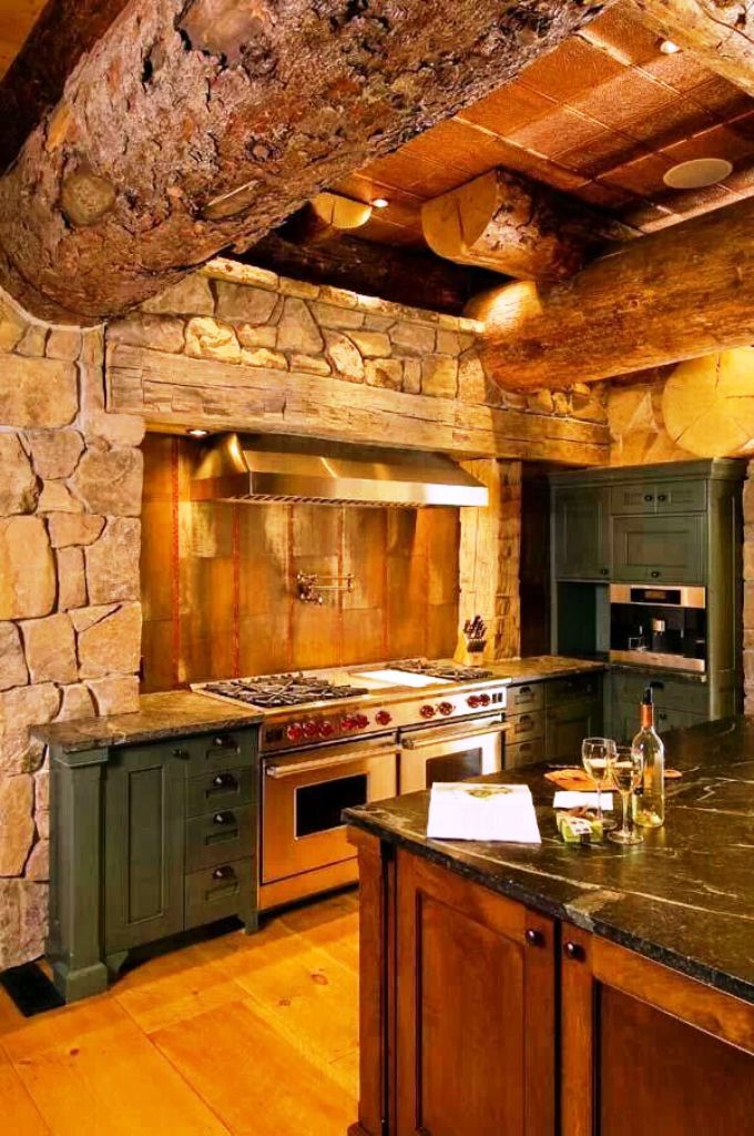 Rustic Log Kitchen Cabin Kitchen