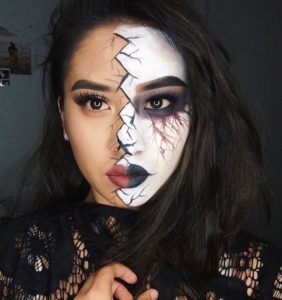 30 Amazing Halloween Half Face Makeup Ideas For You To Try - Instaloverz