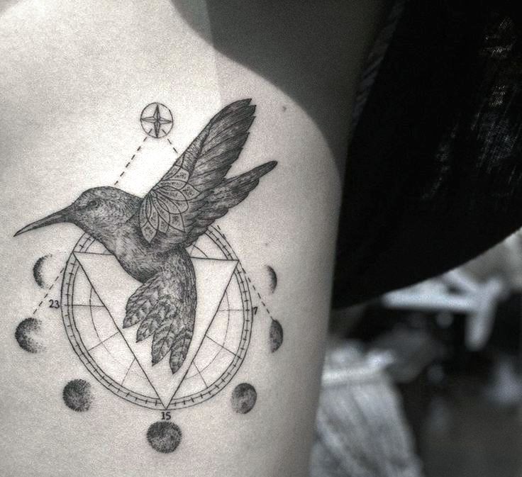 13-hummingbirds tattoos B&W