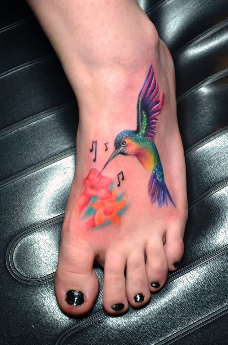 23-Hummingbirds Coloured Tattoos