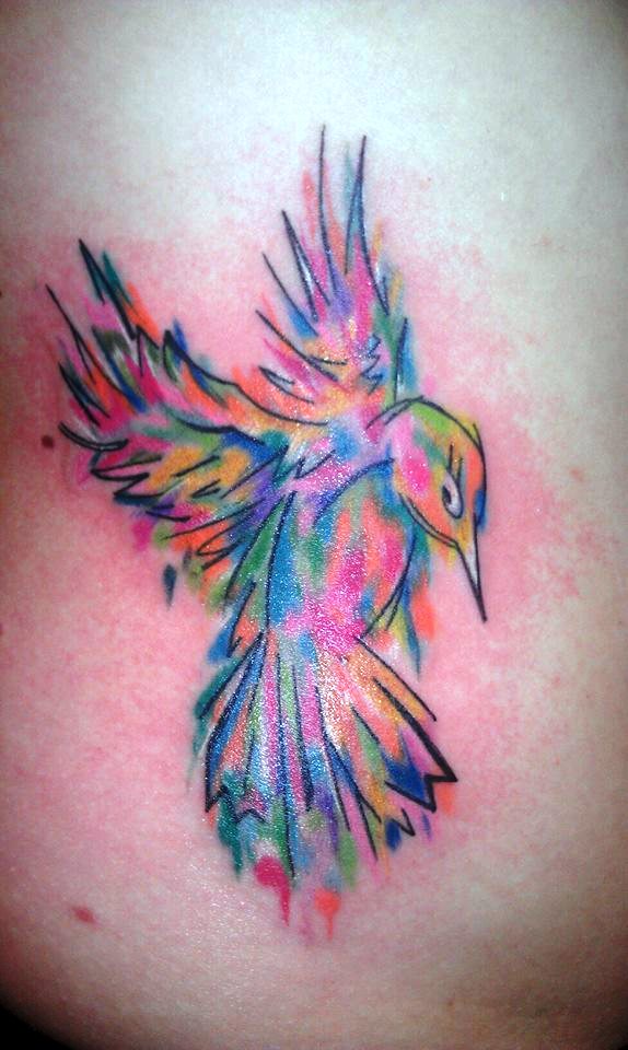 24-Hummingbirds Coloured Tattoos