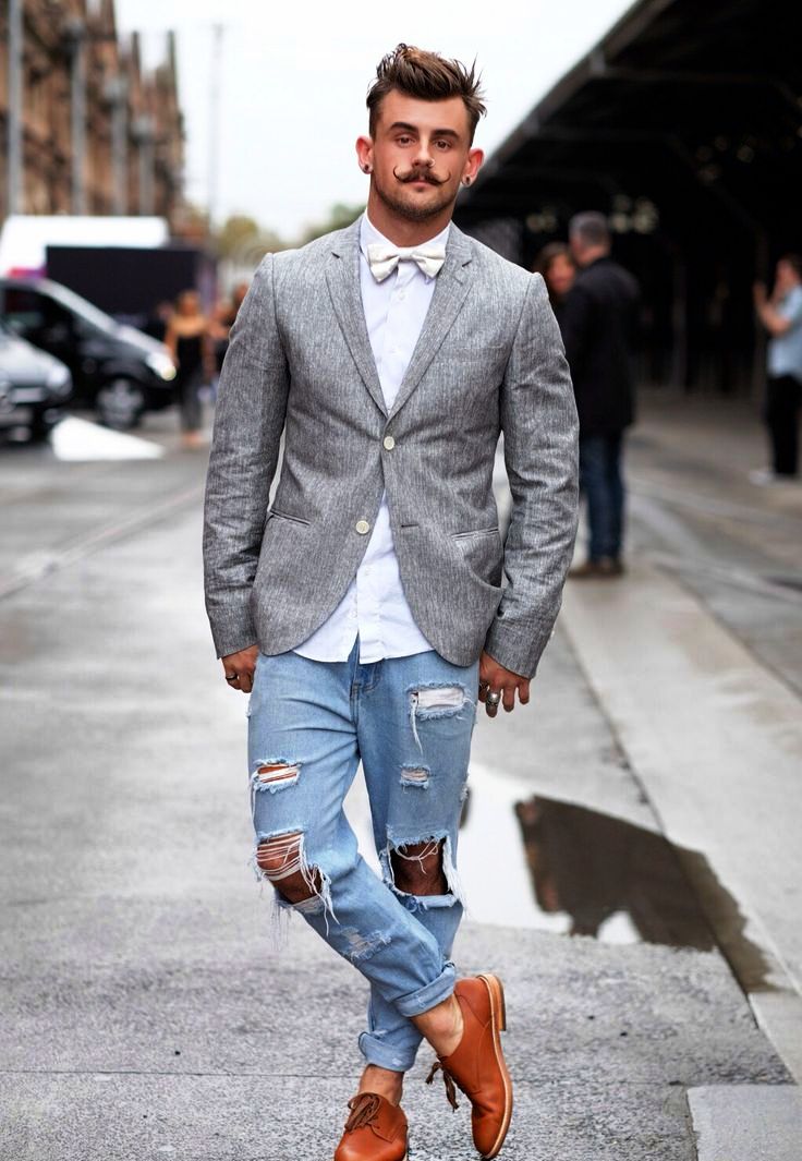 8-Ripped Style Jeans Outfit For Men