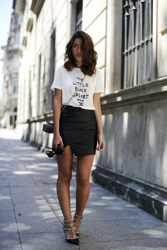 Casual Leather Skirt Outfits