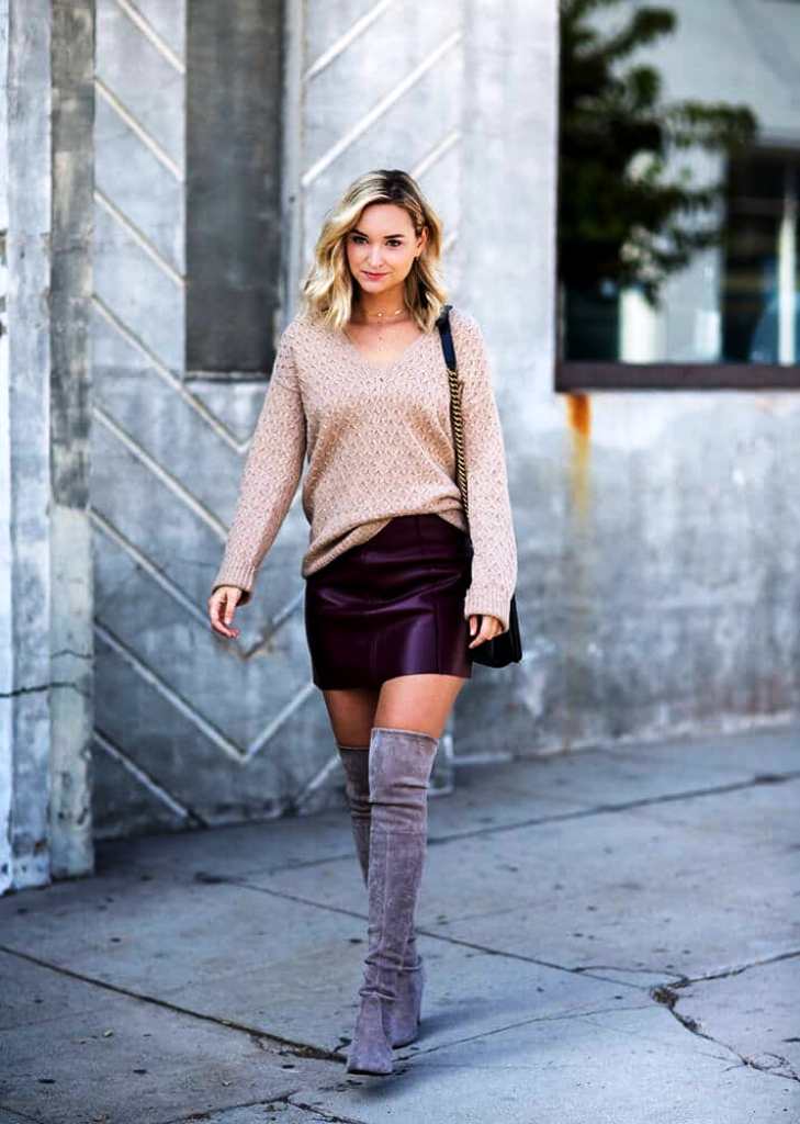 Fall Leather Skirt Outfits
