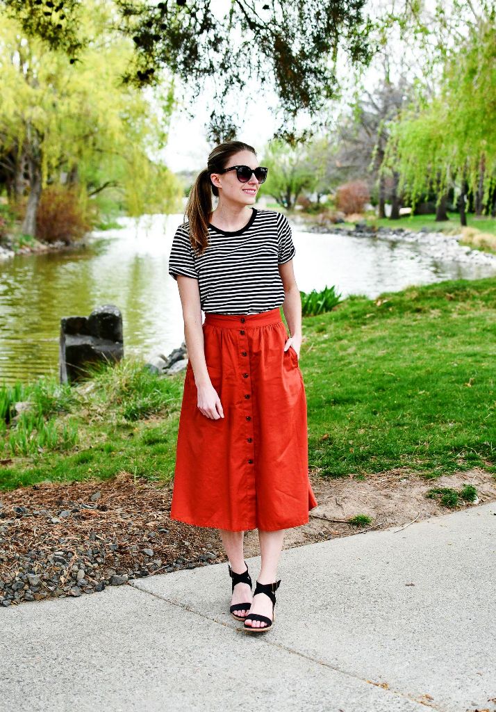 Classroom Appropriate Outfit With Midi Skirt