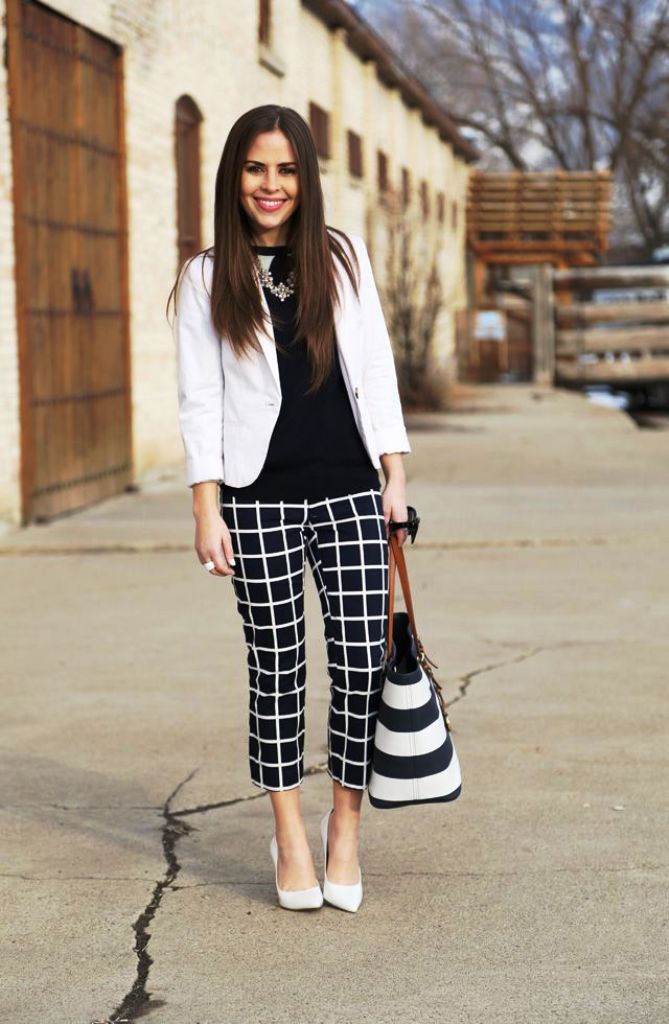 Plaid Style Striped Pants For Women